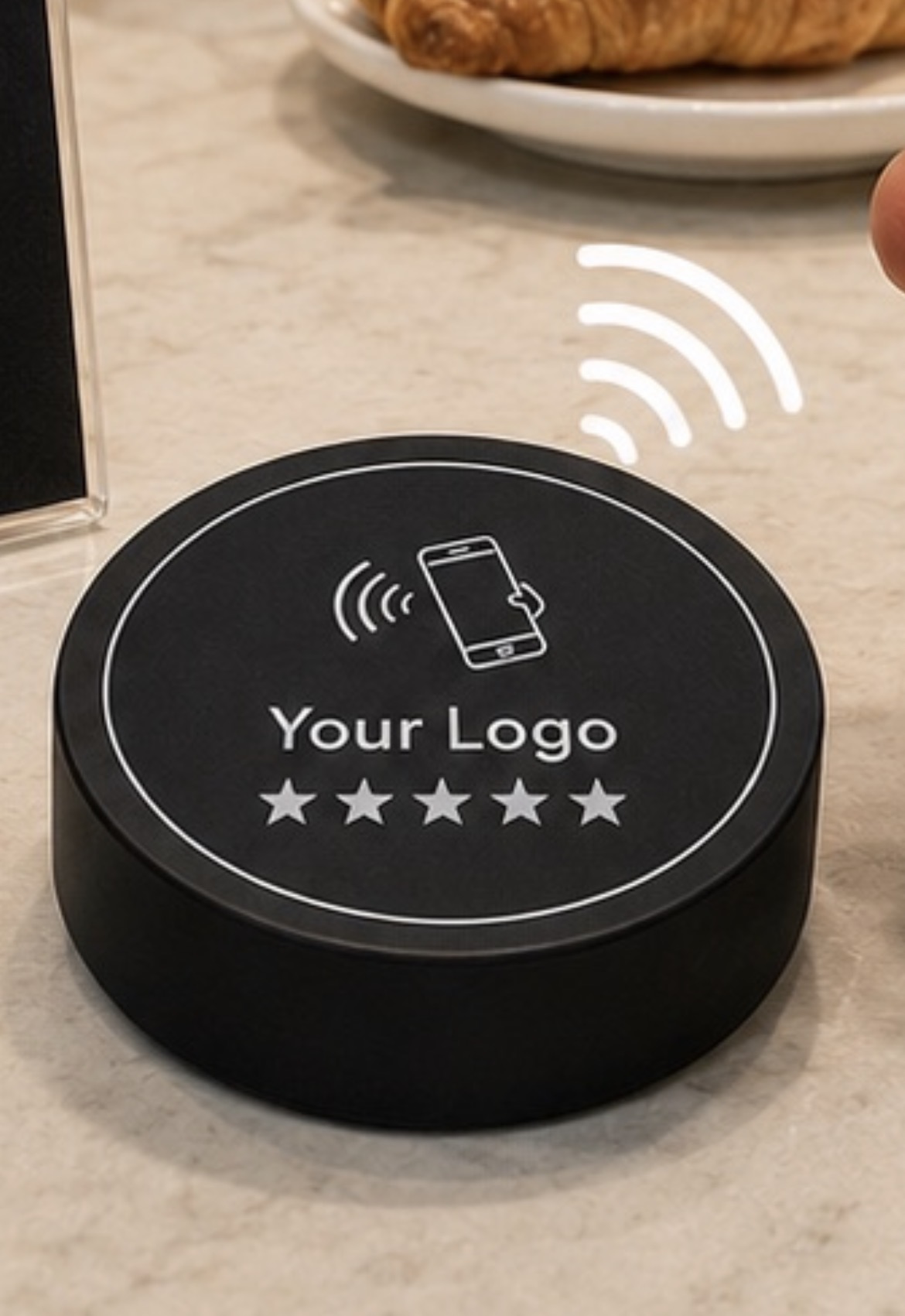 Real black Valley Tap Reviews NFC puck with white custom artwork